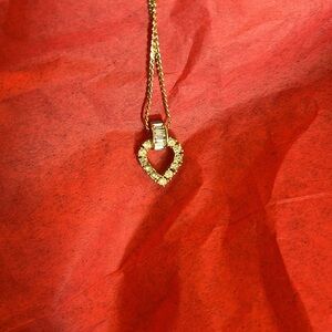 Doir heart necklace with crystals- 16 in
